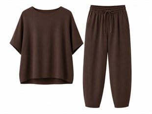 Nişantaşı Butik TENSEL PANTOLON&BLUZ TAKIM KAHVERENGİ