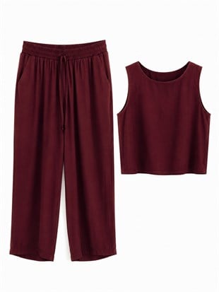 TİRİL PANTOLON BLUZ TAKIM MÜRDÜM