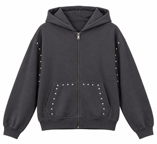 Nişantaşı Butik TROK DETAY FÜME KAPŞONLU SWEAT CEKET
