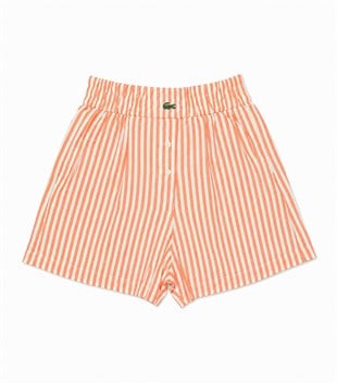 Nişantaşı Butik TURUNC ÇİZGİLİ KETEN ŞORT