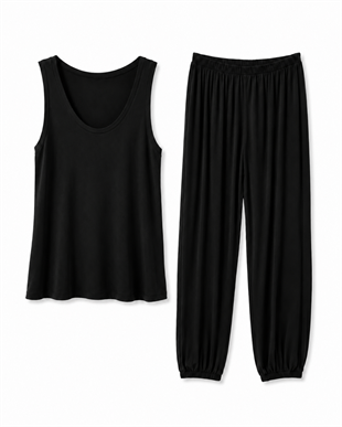 Nişantaşı Butik VİSKON MODAL BLUZ ŞALVAR PANTOLON TAKIM SİYAH