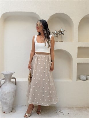 Nişantaşı Butik VİZON PUNCH DETAY TÜL ETEK