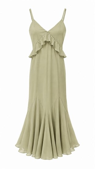 Nişantaşı Butik VOLAN DETAY MİNT ELBİSE 