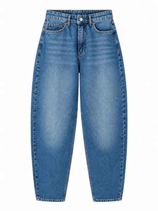 Nişantaşı Butik YIKAMALI MAVİ BALON MOM JEAN