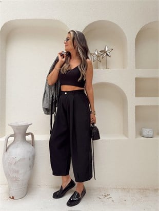 Nişantaşı Butik YÜKSEK BEL CEP DETAY JOGGER PANTOLON SİYAH