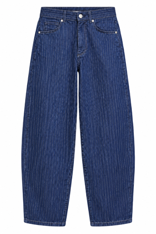 Nişantaşı Butik YÜKSEK BEL ÇİZGİLİ LACİVERT BALON JEAN