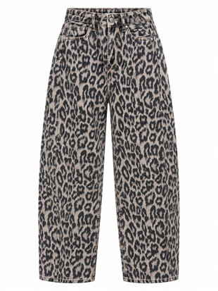 Nişantaşı Butik YÜKSEK BEL DİKİŞ DETAY BARREL LEOPAR JEAN