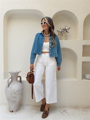 Nişantaşı Butik YÜKSEK BEL FİSTO DENİM CROPPED JEAN