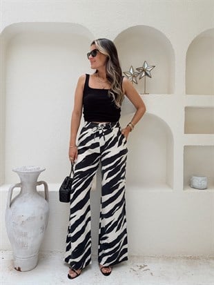 Nişantaşı Butik YÜKSEK BEL JAKARLI ZEBRA PANTOLON