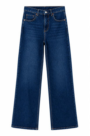 Nişantaşı Butik YÜKSEK BEL LİKRALI STRAİGHT JEAN KLASİK MAVİ