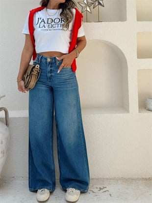 Nişantaşı Butik YÜKSEK BEL STRAİGHT PANTOLON MAVİ