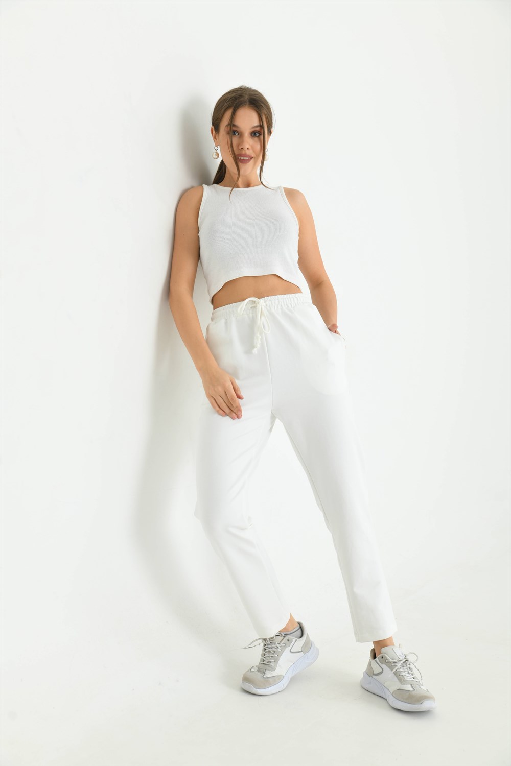 FTZ Women Kadın İki İp Pantolon  Ekru 30266