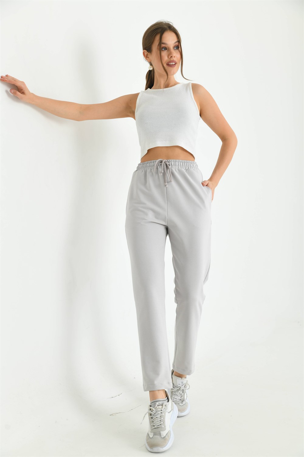 FTZ Women Kadın İki İp Pantolon  Gri 30266