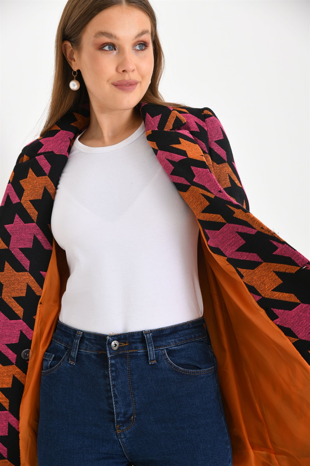 FTZ Women Kadın Kazayağı Ceket  Orange 30234