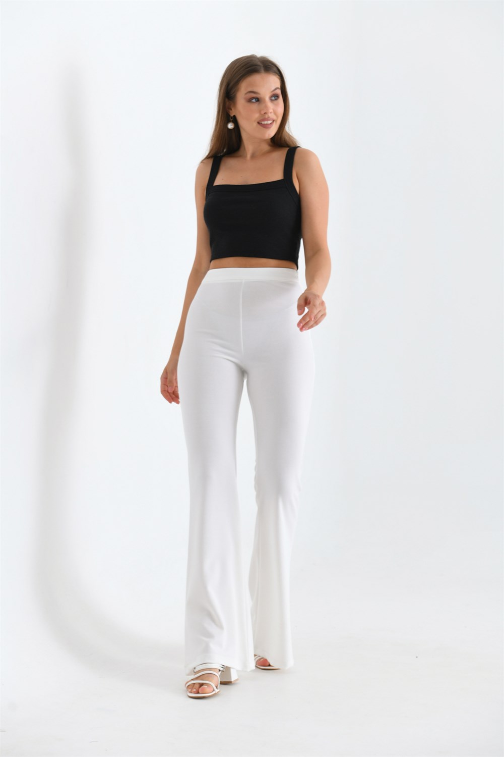 FTZ Women Kadın Scuba Crep Pantolon  Ekru 30172