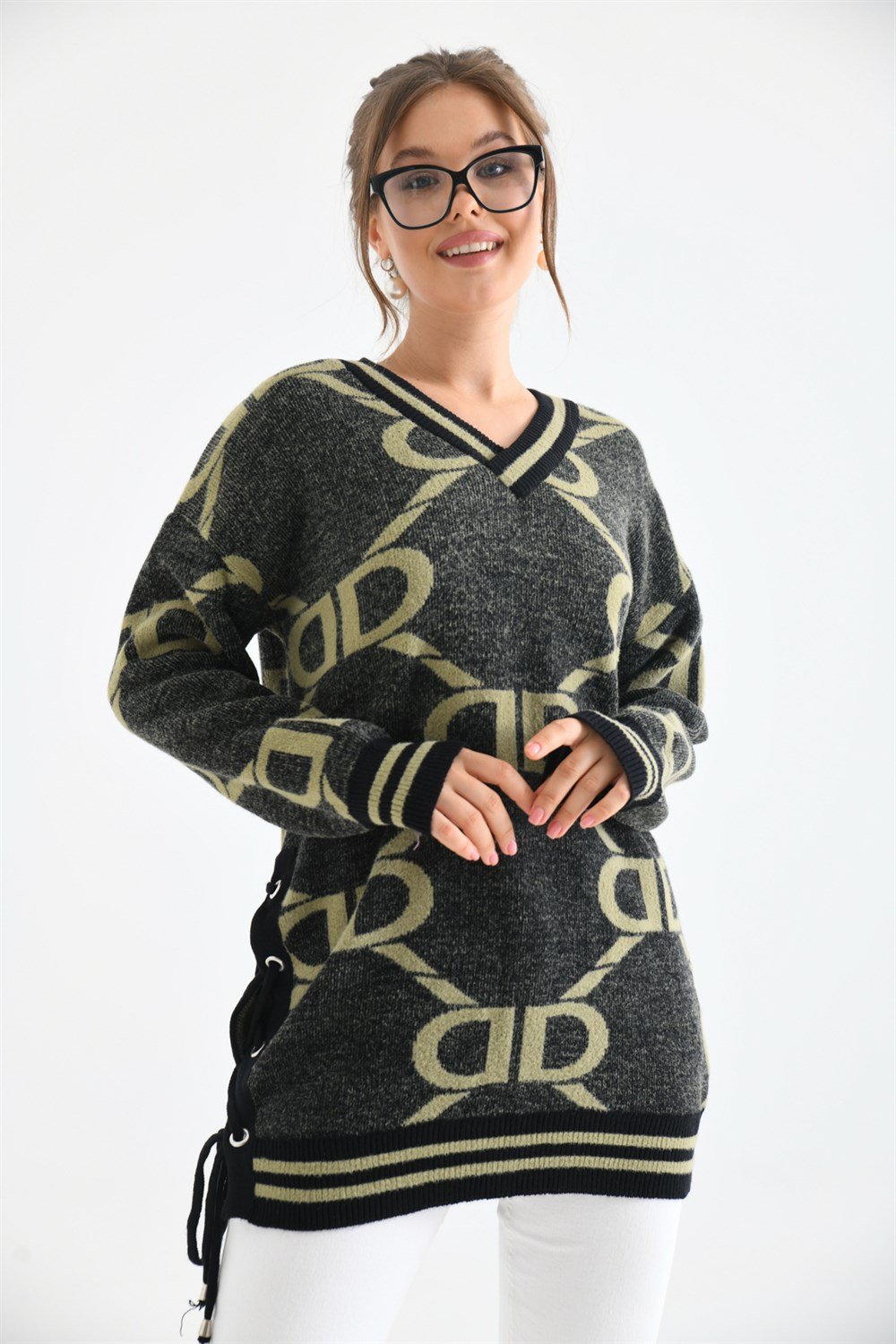 FTZ Women Kadın D Desenli Bluz  Siyah 20051