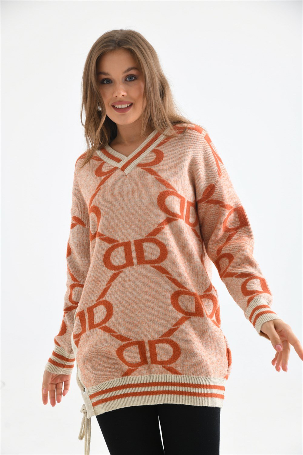 FTZ Women Kadın D Desenli Bluz  Taş 20051