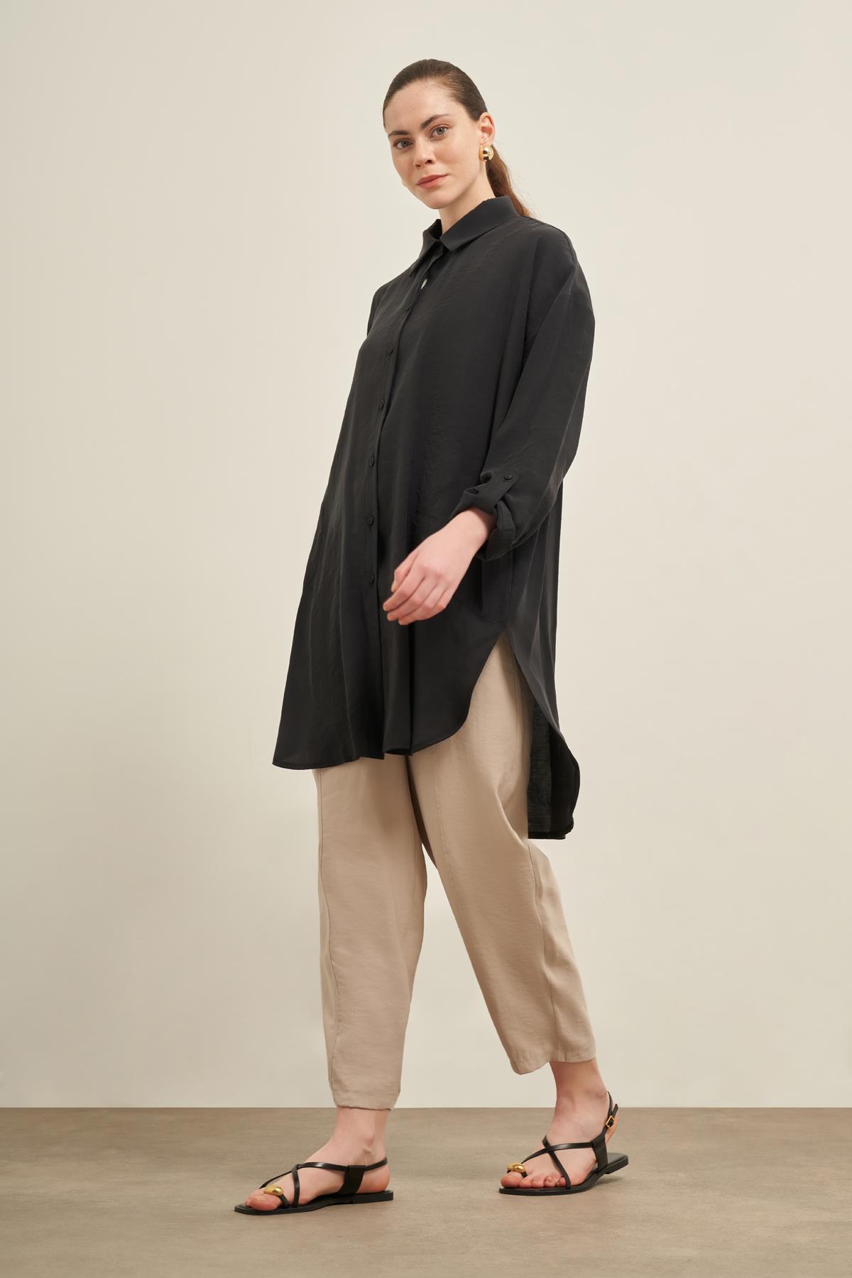 FTZ Women Kadın Cepli Modal Kap  Siyah 31003