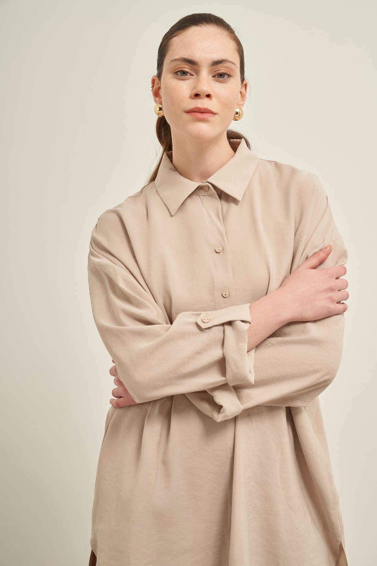 FTZ Women Kadın Cepli Modal Kap  Taş 31003