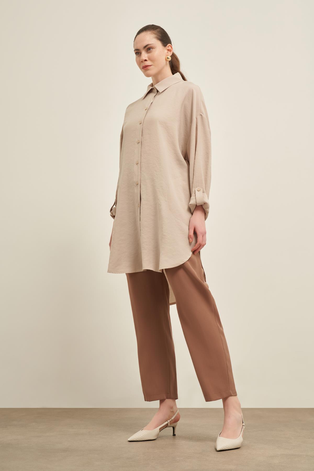 FTZ Women Kadın Cepli Modal Kap  Taş 31003