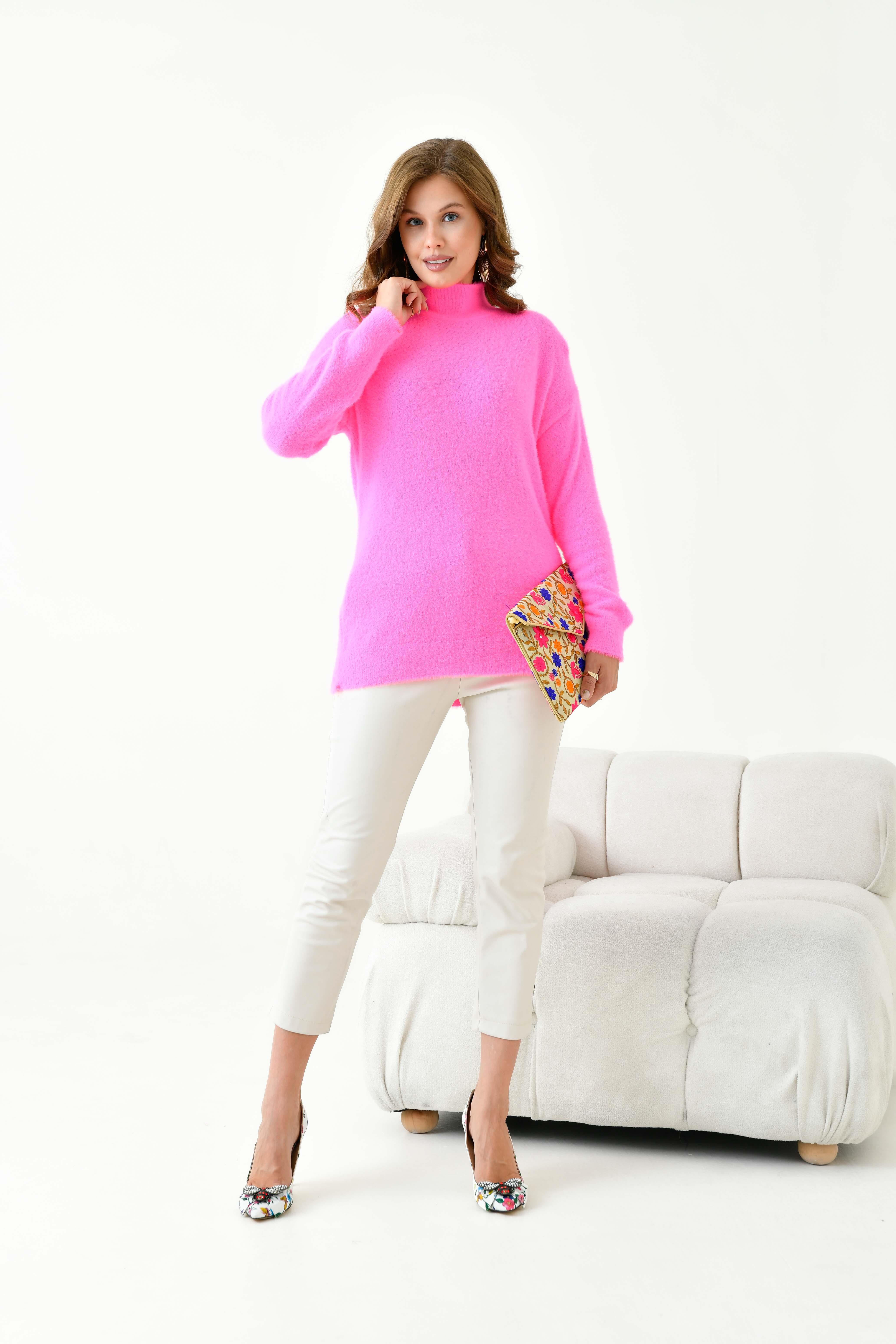 FTZ Women Kadın Basic Kazak  Pembe 20878