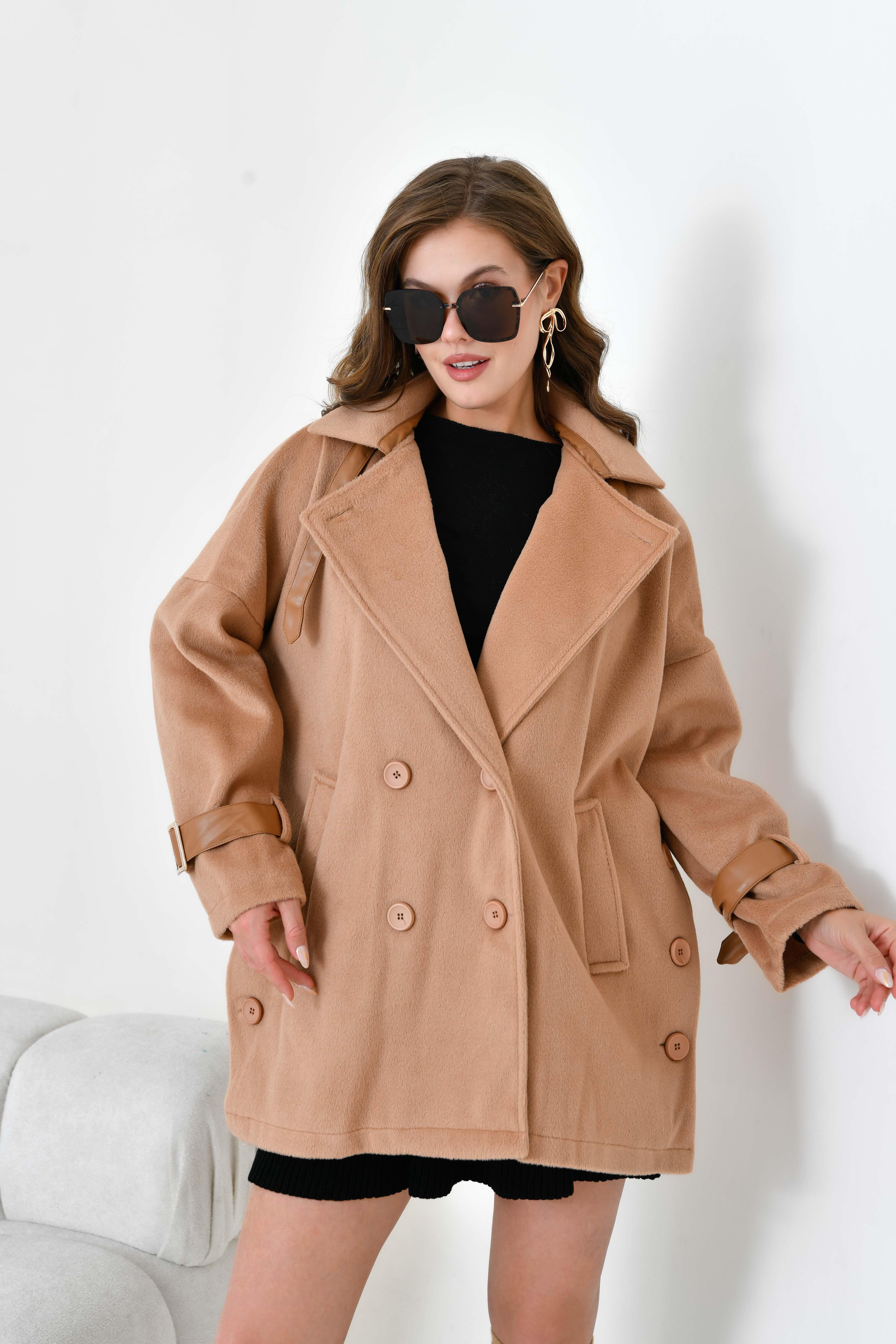 FTZ Women Kadın Kaşe Kaban  Camel 30948