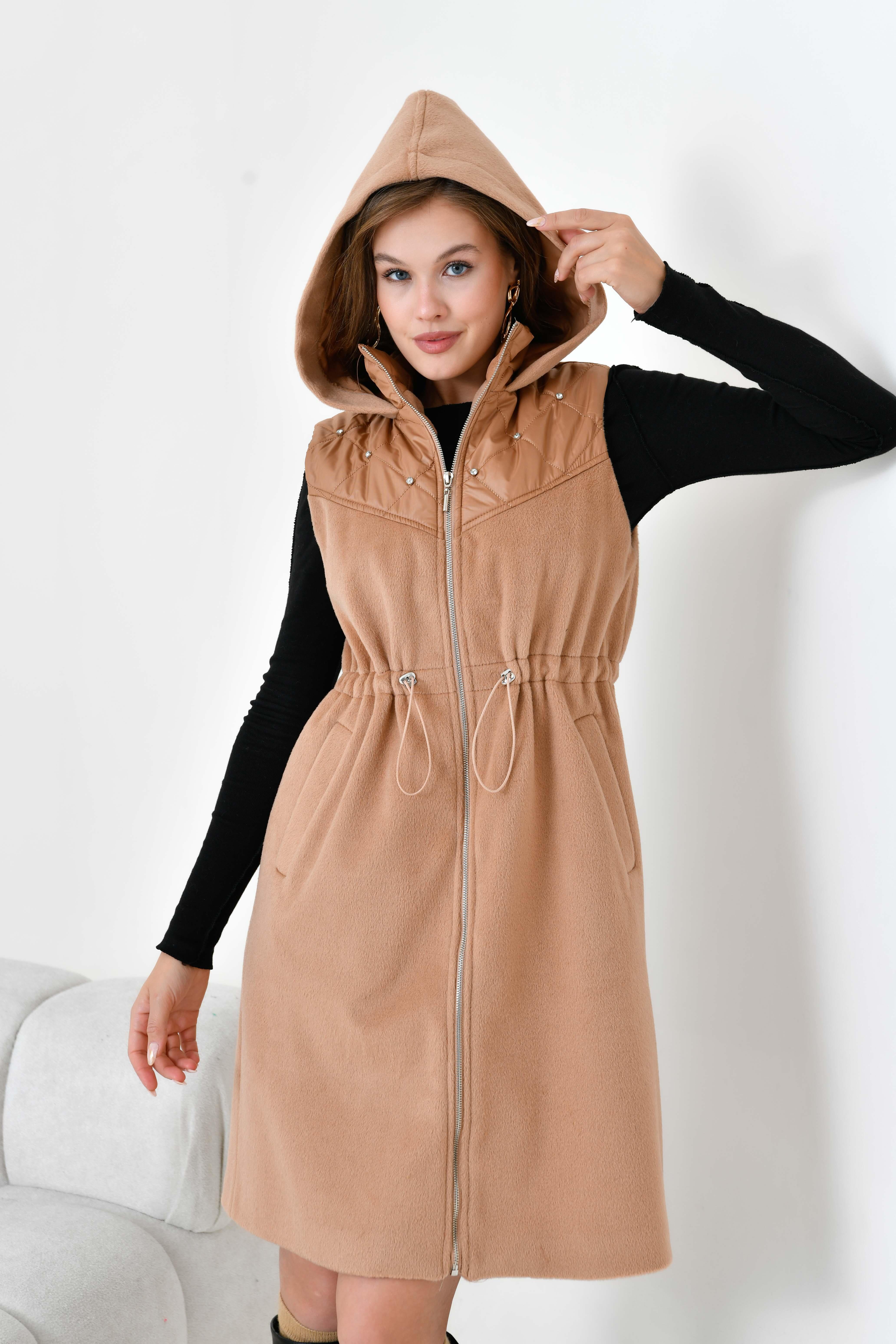 FTZ Women Kadın Kaşe Yelek  Camel 30975