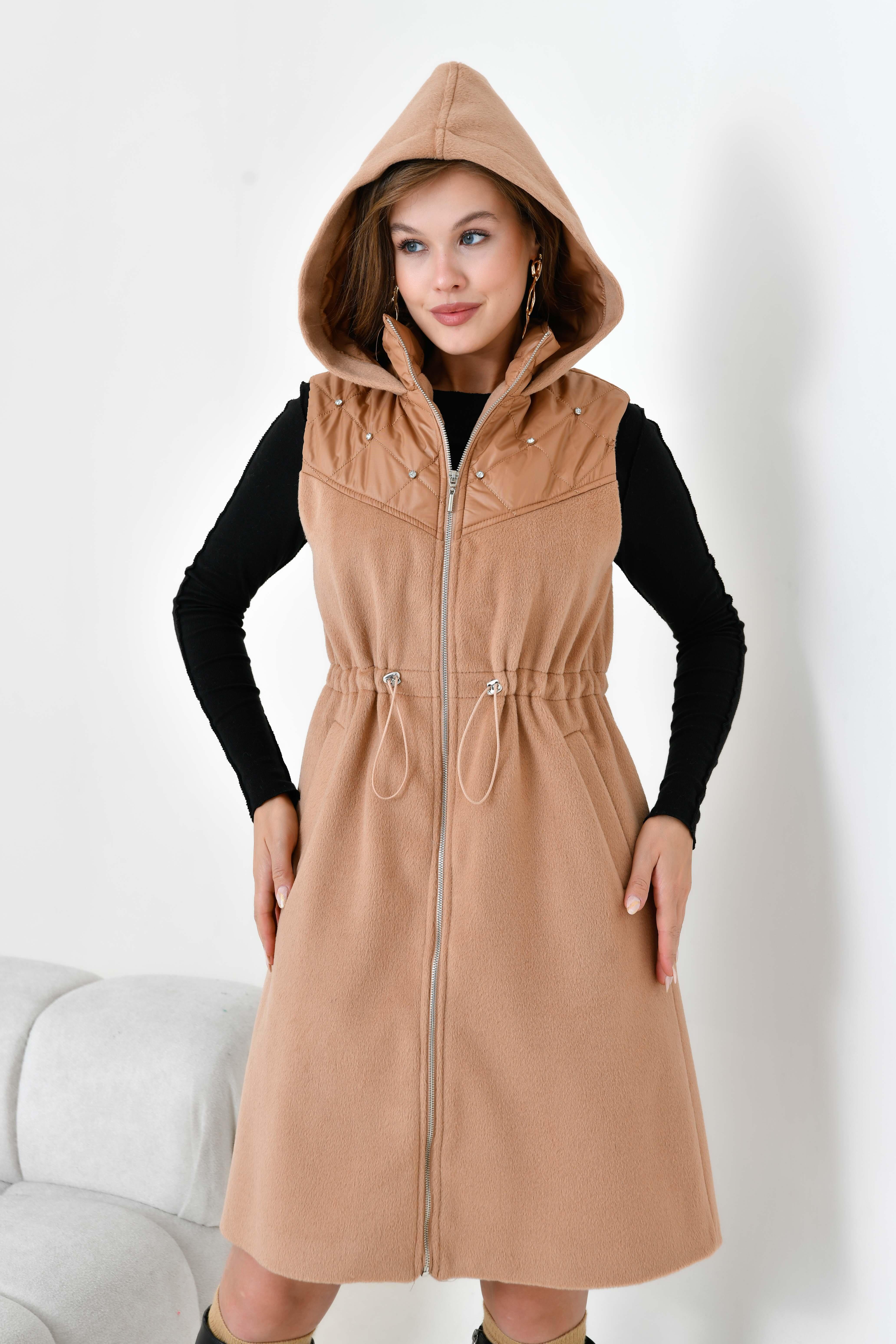FTZ Women Kadın Kaşe Yelek  Camel 30975