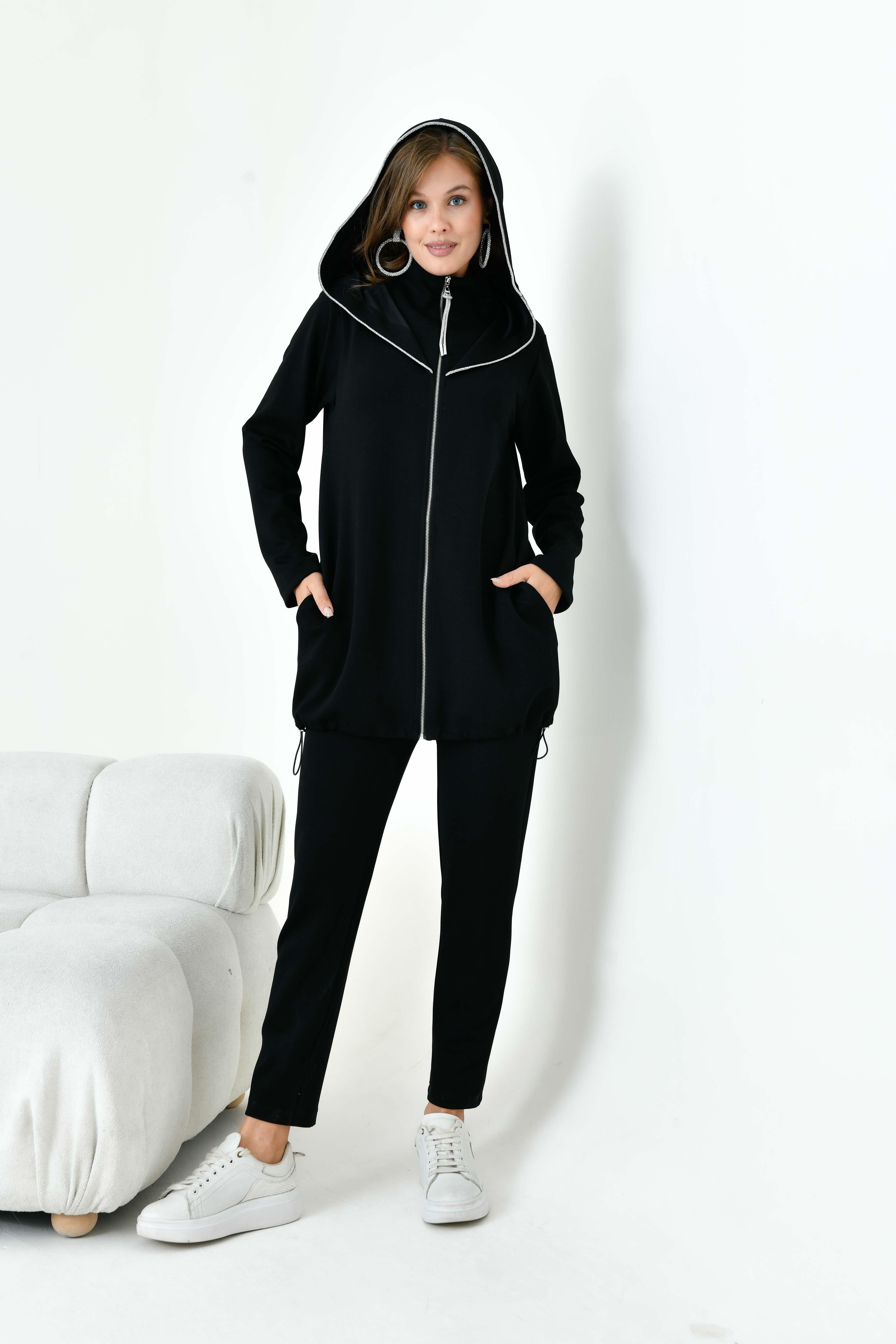 FTZ Women Kadın Taş Detay Takım  Siyah 30904