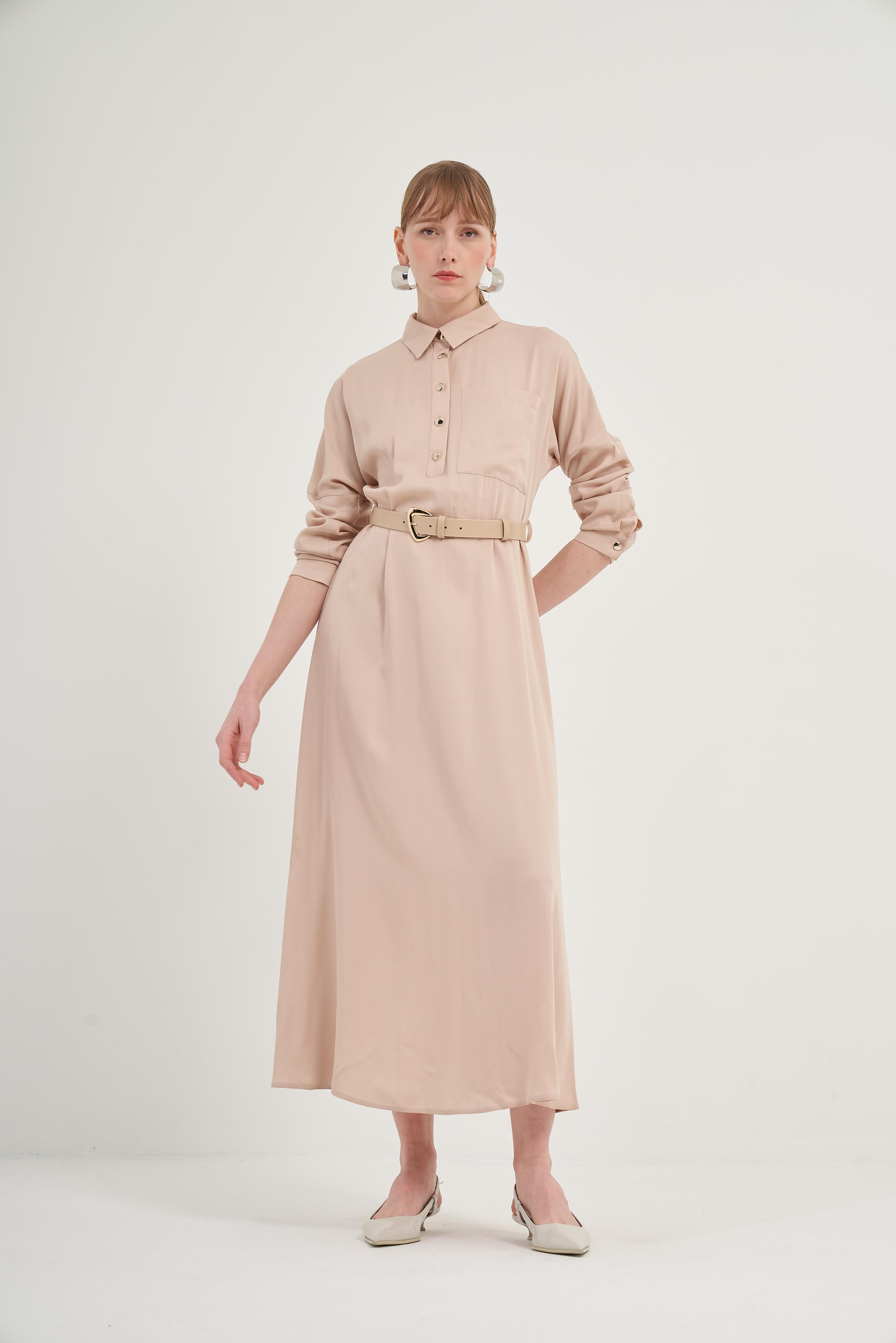 FTZ Women Kadın Tansel Elbise  Bej 31005
