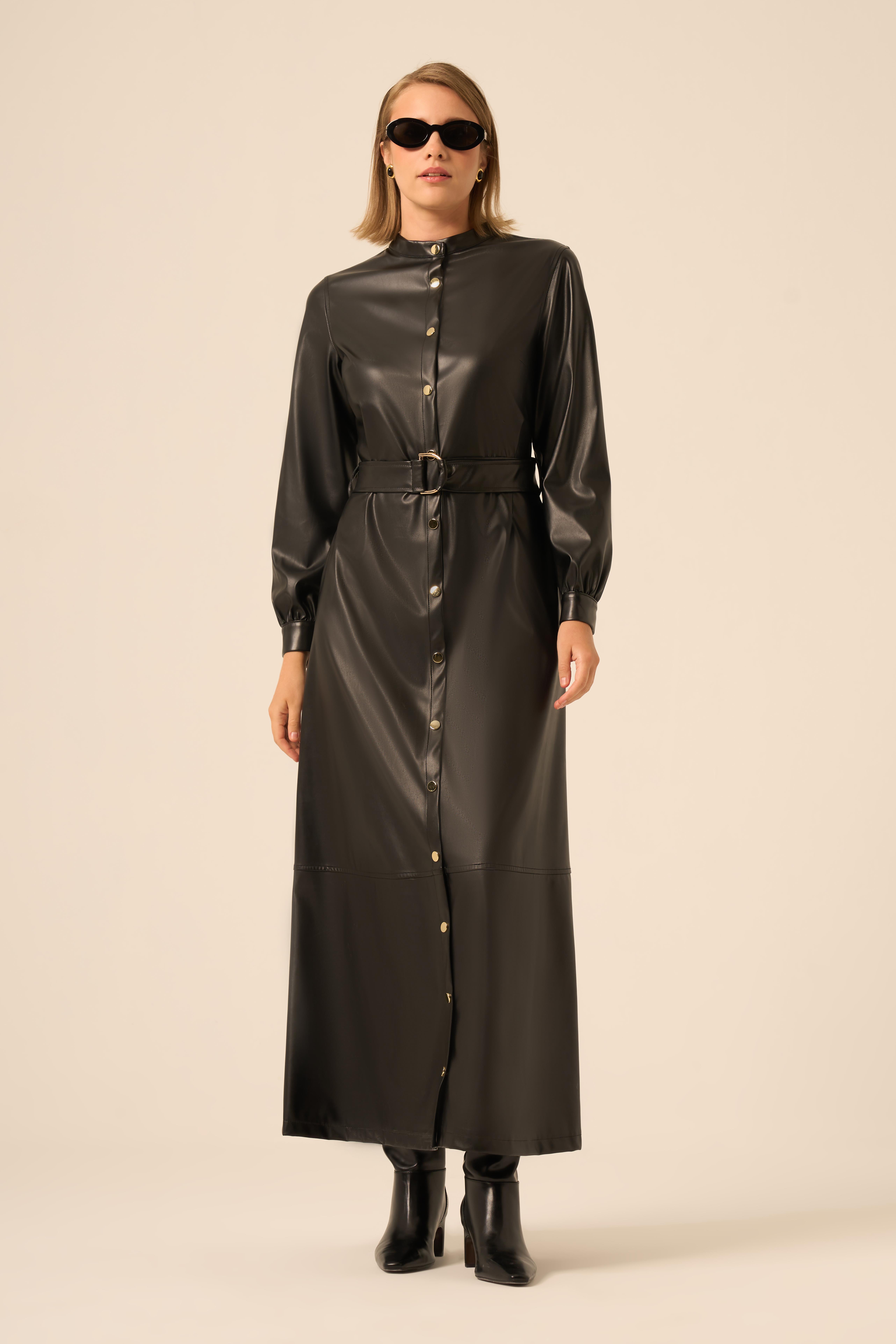 FTZ Women Kadın Deri Elbise  Siyah 31225