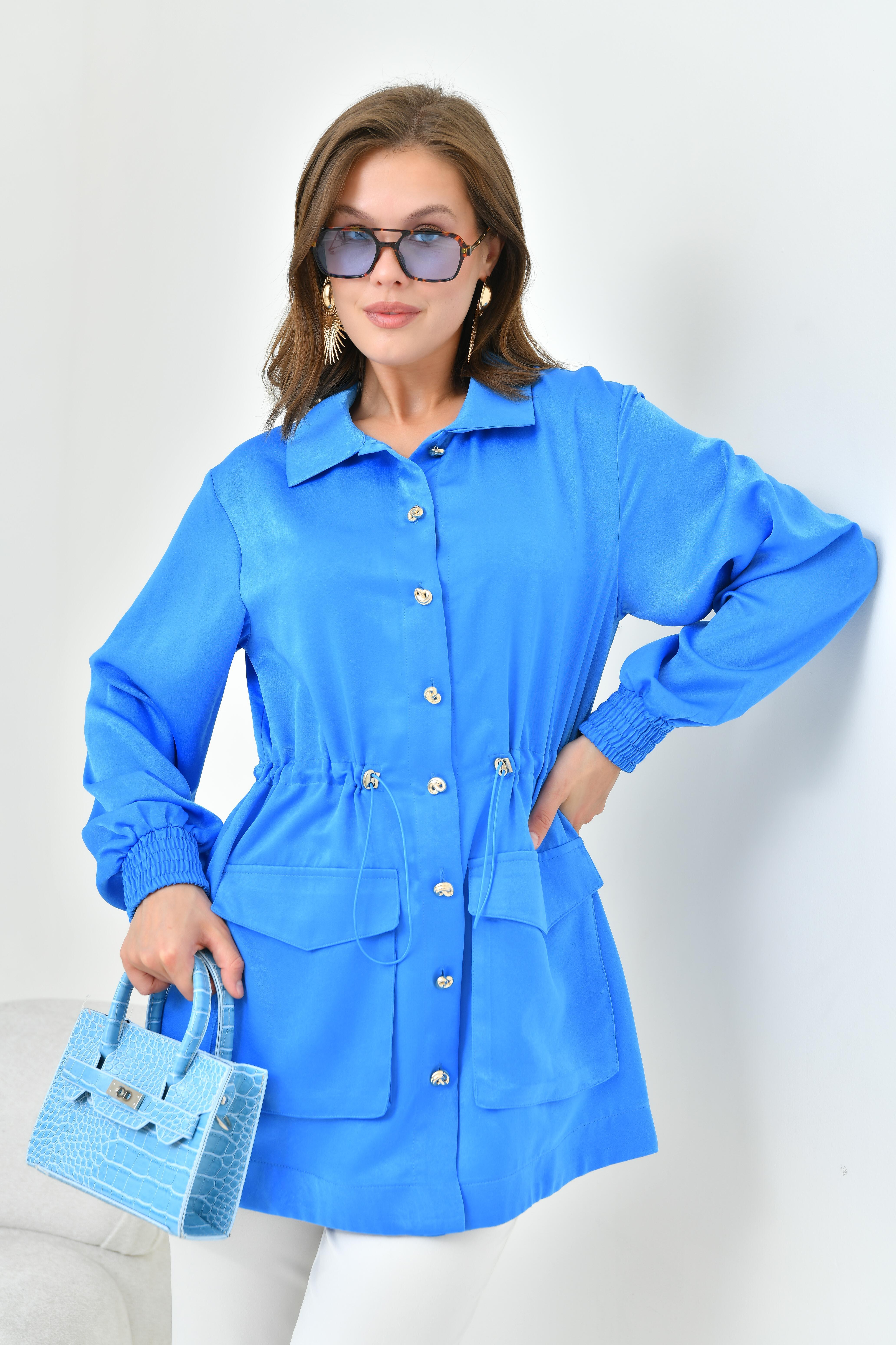 FTZ Women Kadın İpek Saten Cap  Mavi 30858