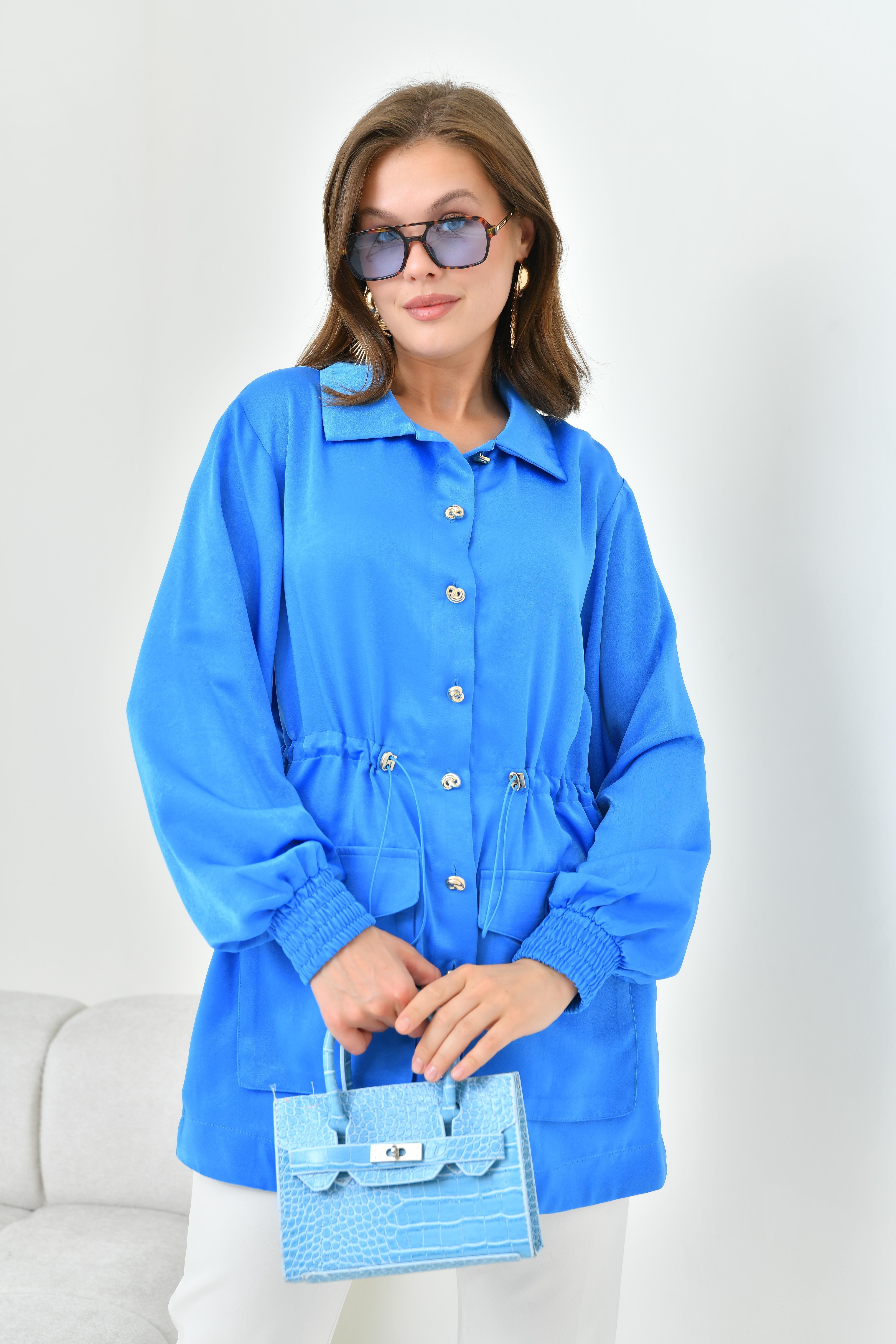 FTZ Women Kadın İpek Saten Cap  Mavi 30858