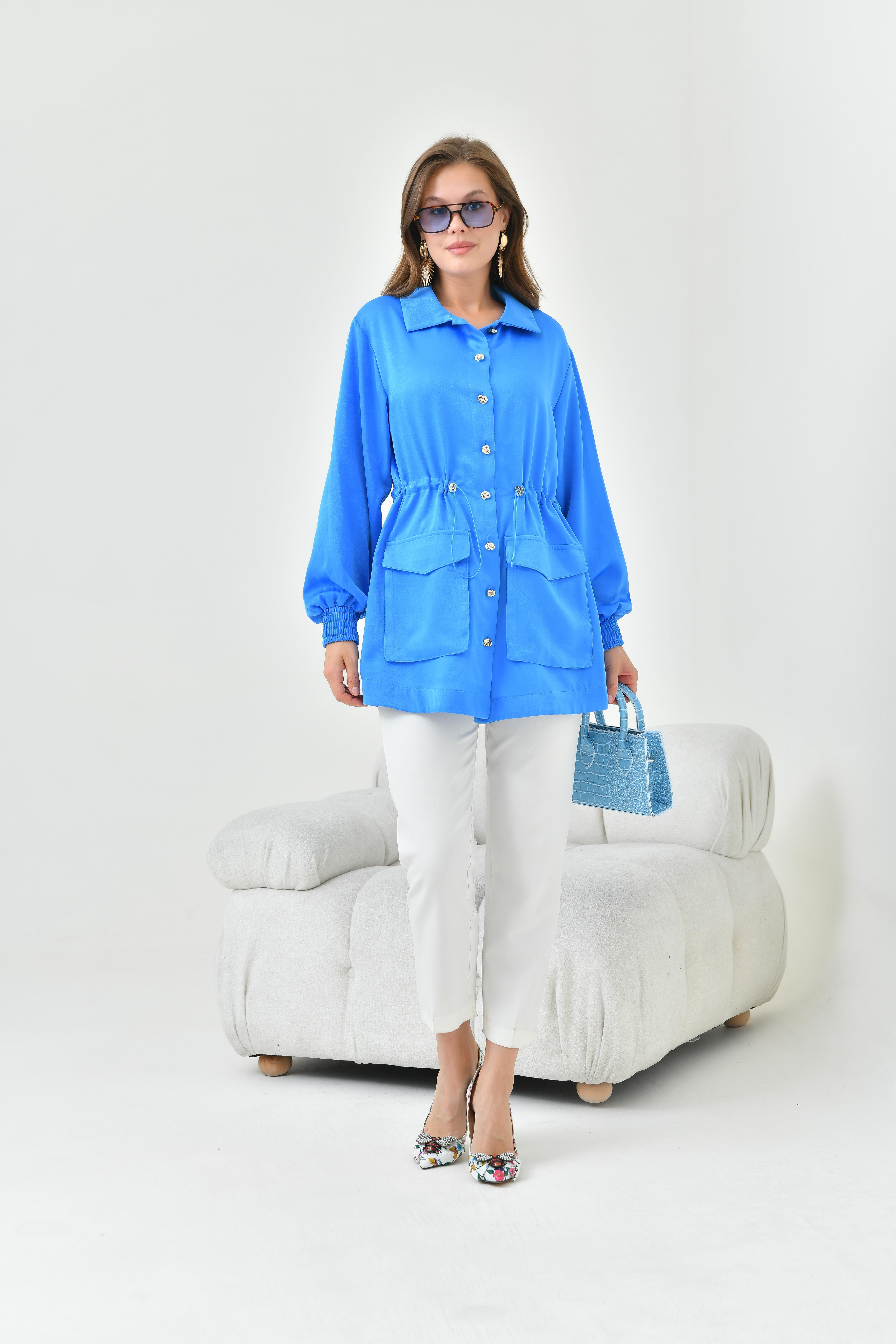 FTZ Women Kadın İpek Saten Cap  Mavi 30858