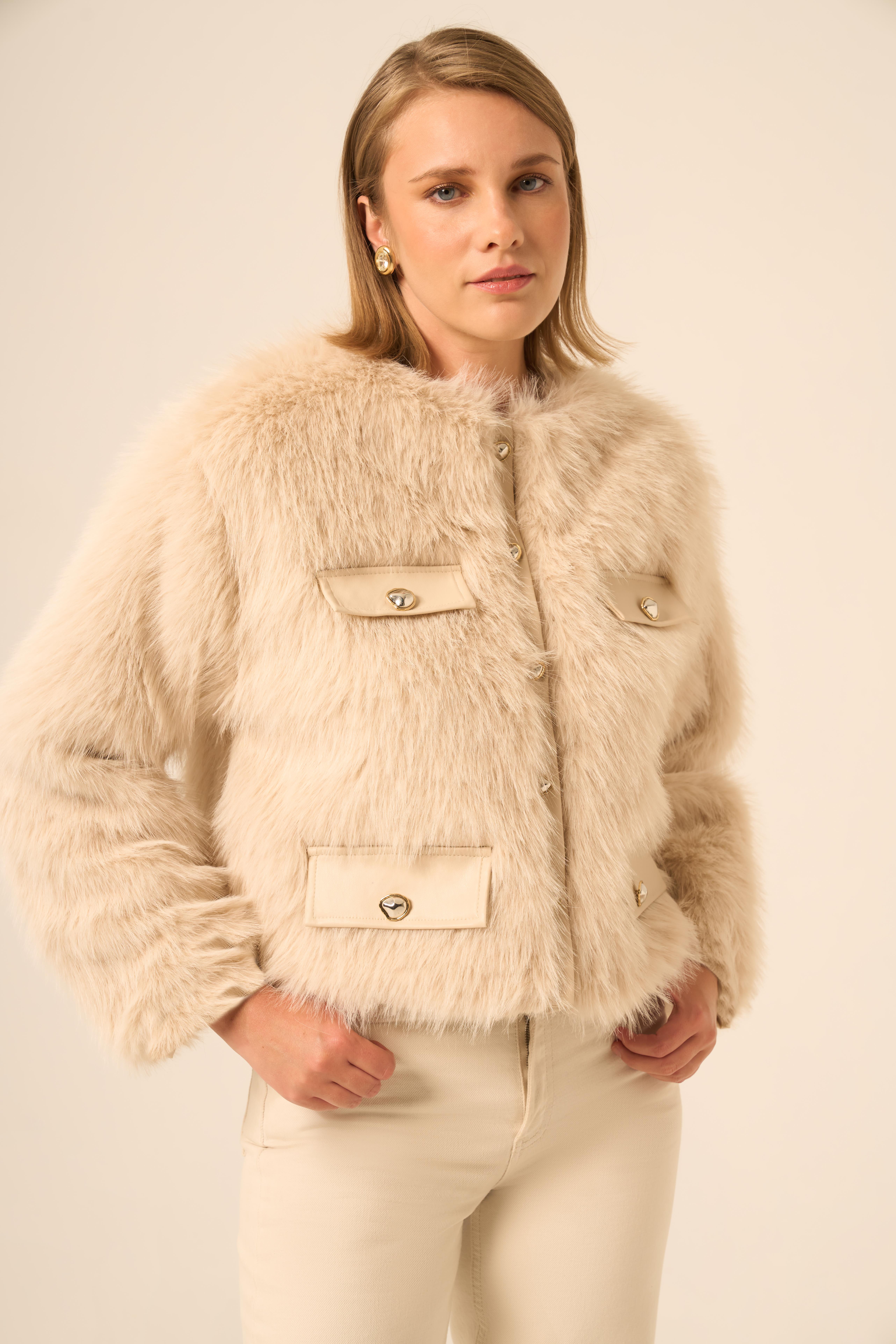 FTZ Women Kadın Peluş Mont  Beige 31241
