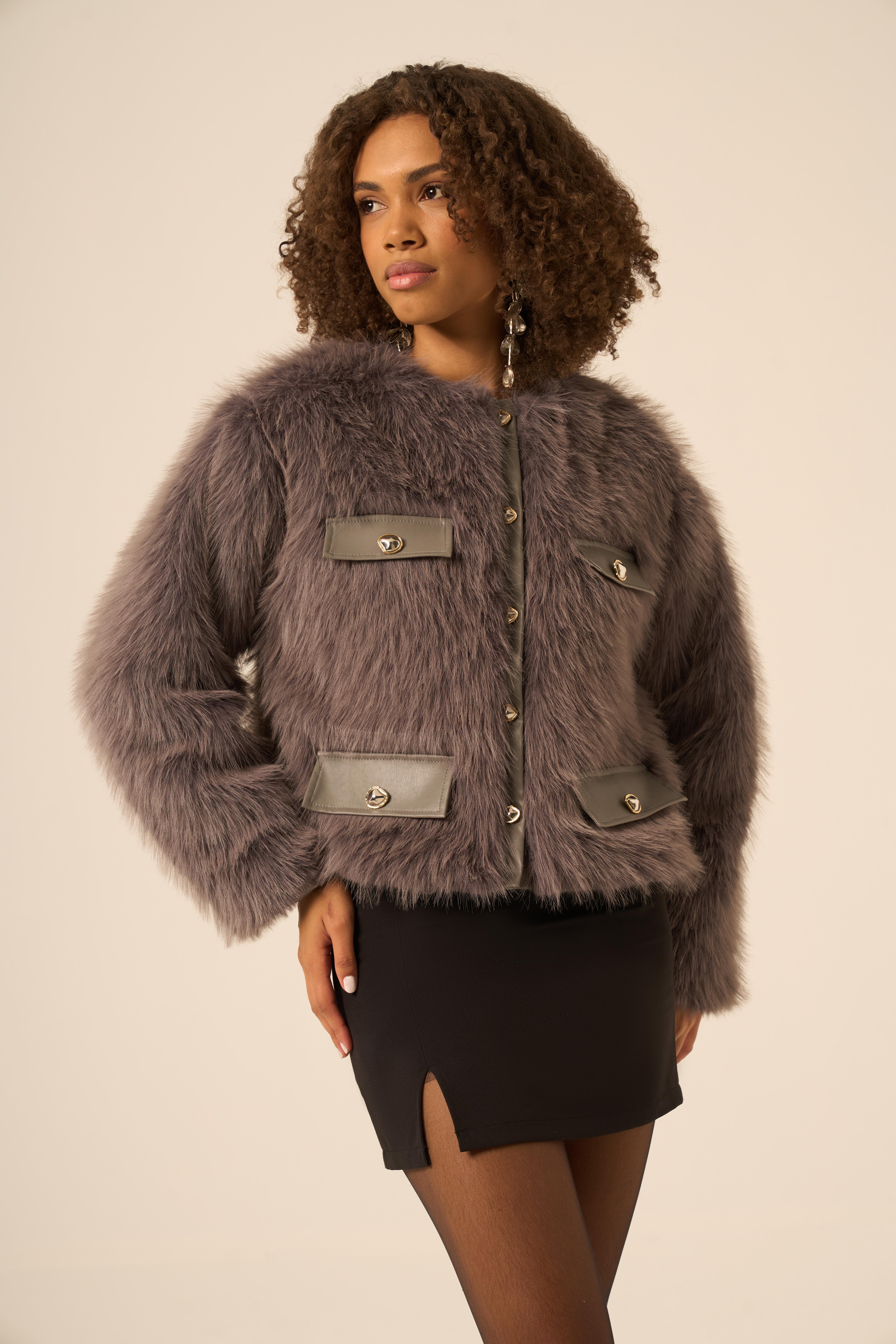 FTZ Women Kadın Peluş Mont  Füme 31241