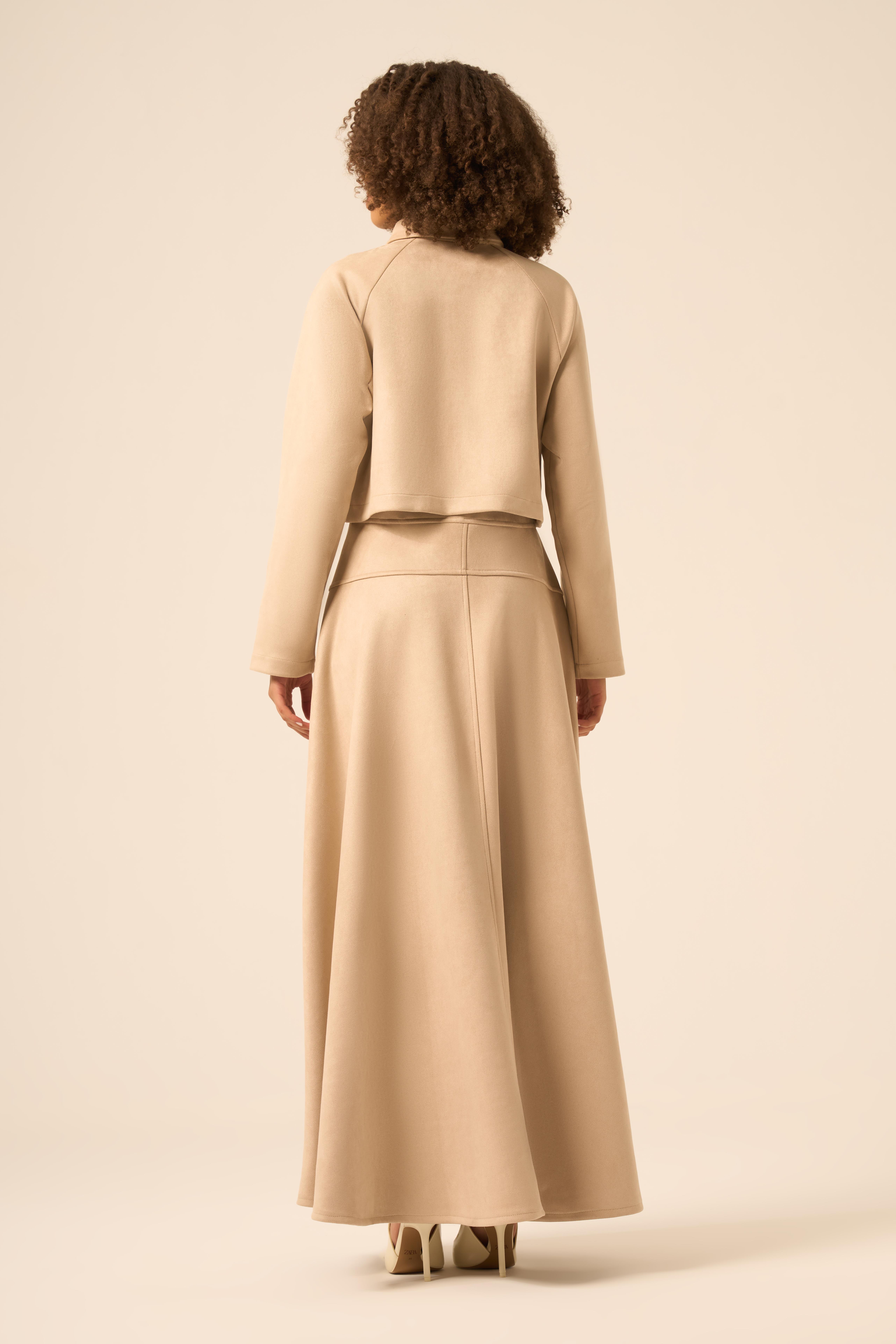 FTZ Women Kadın Scuba Süet Bolerolu Elbise  Beige 31255
