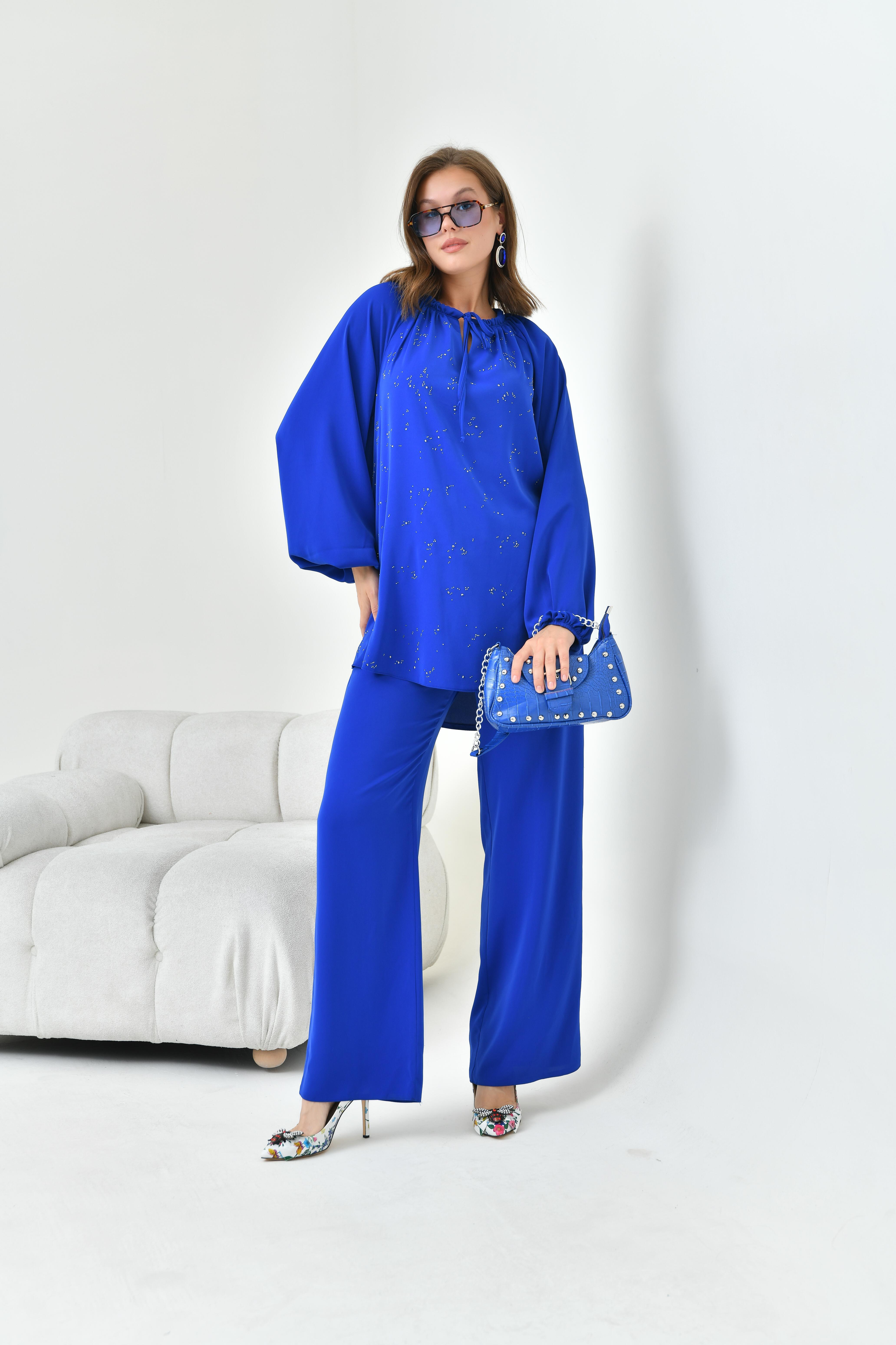 FTZ Women Kadın Taşlı Takım  Saks Mavi 30859