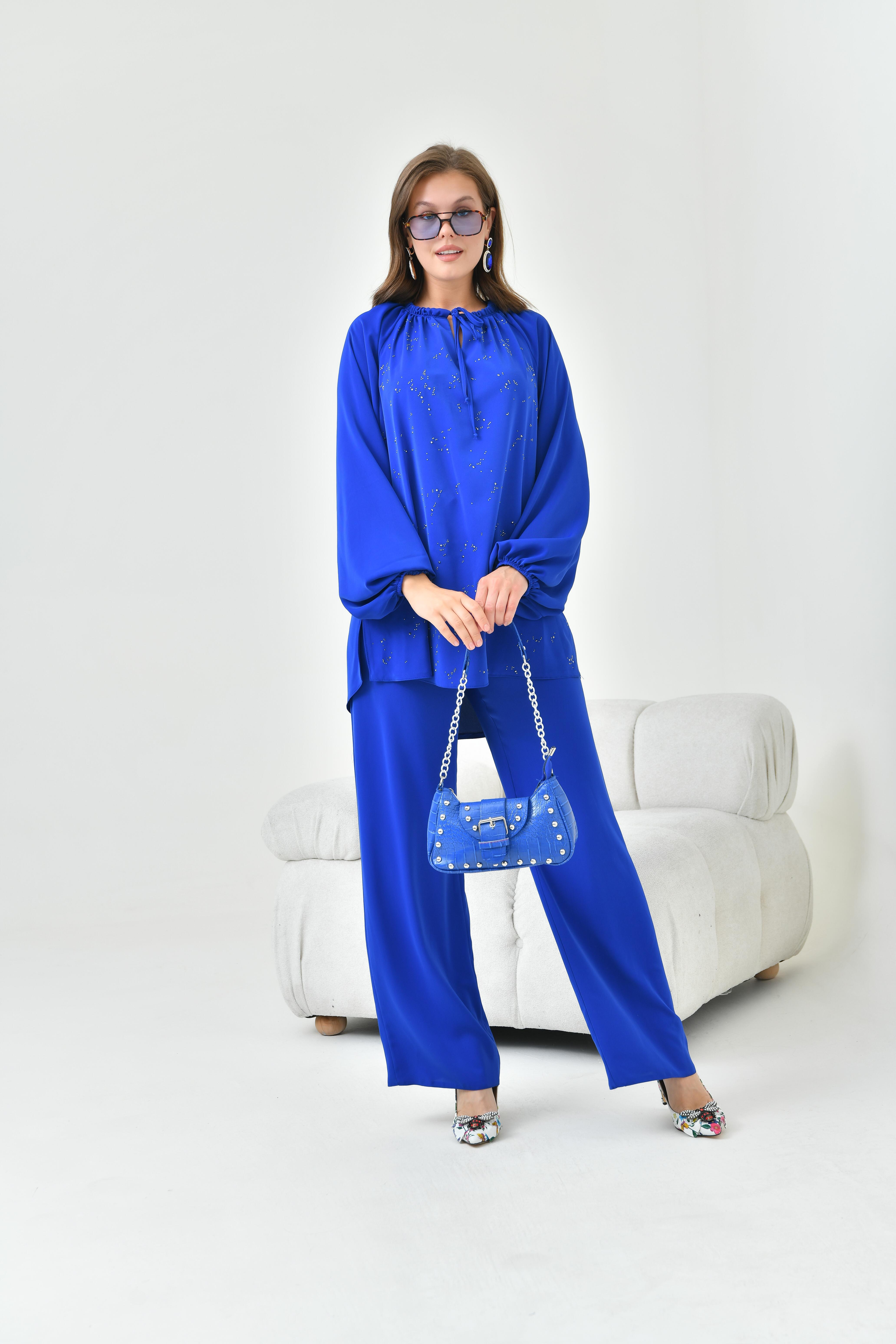 FTZ Women Kadın Taşlı Takım  Saks Mavi 30859