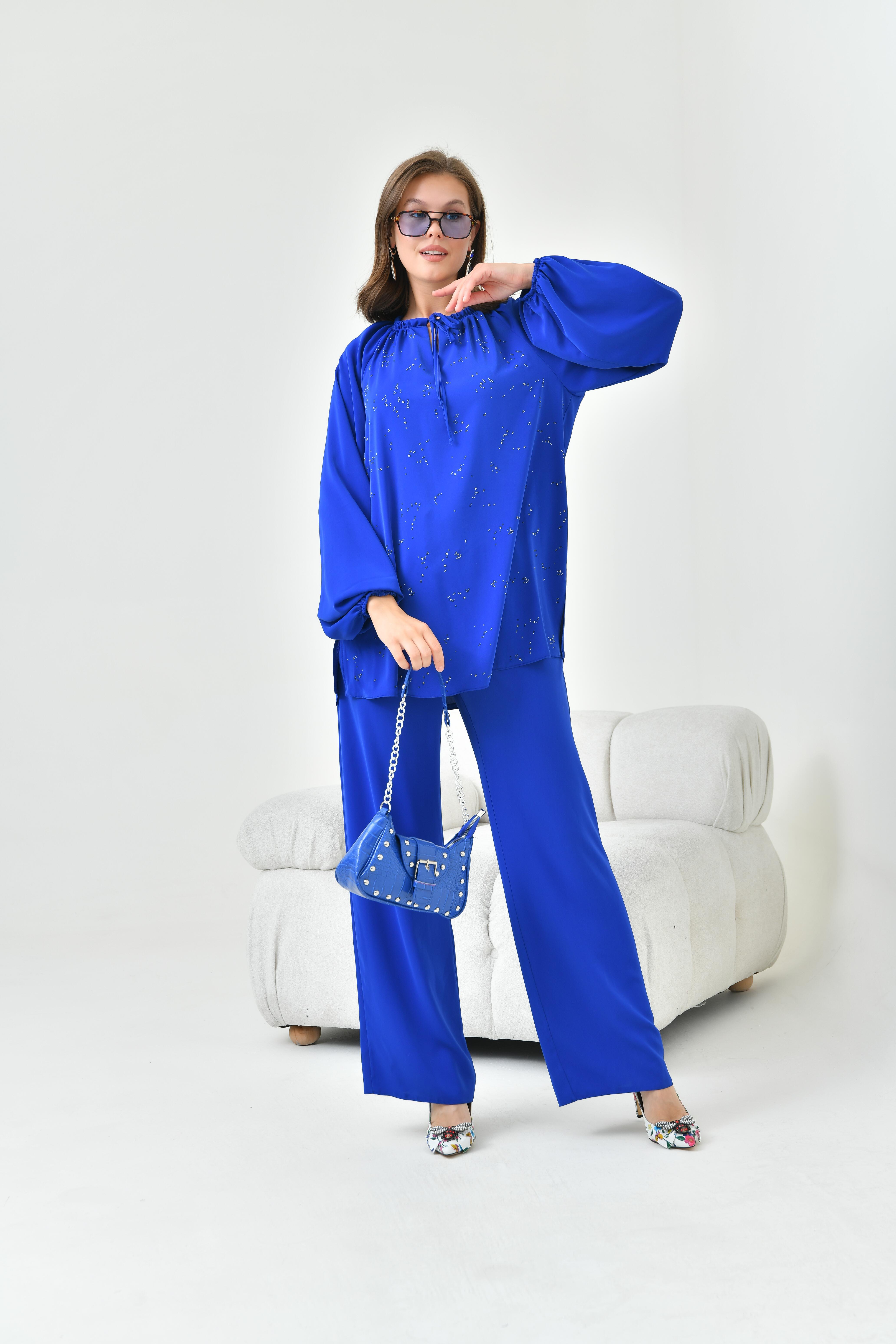 FTZ Women Kadın Taşlı Takım  Saks Mavi 30859