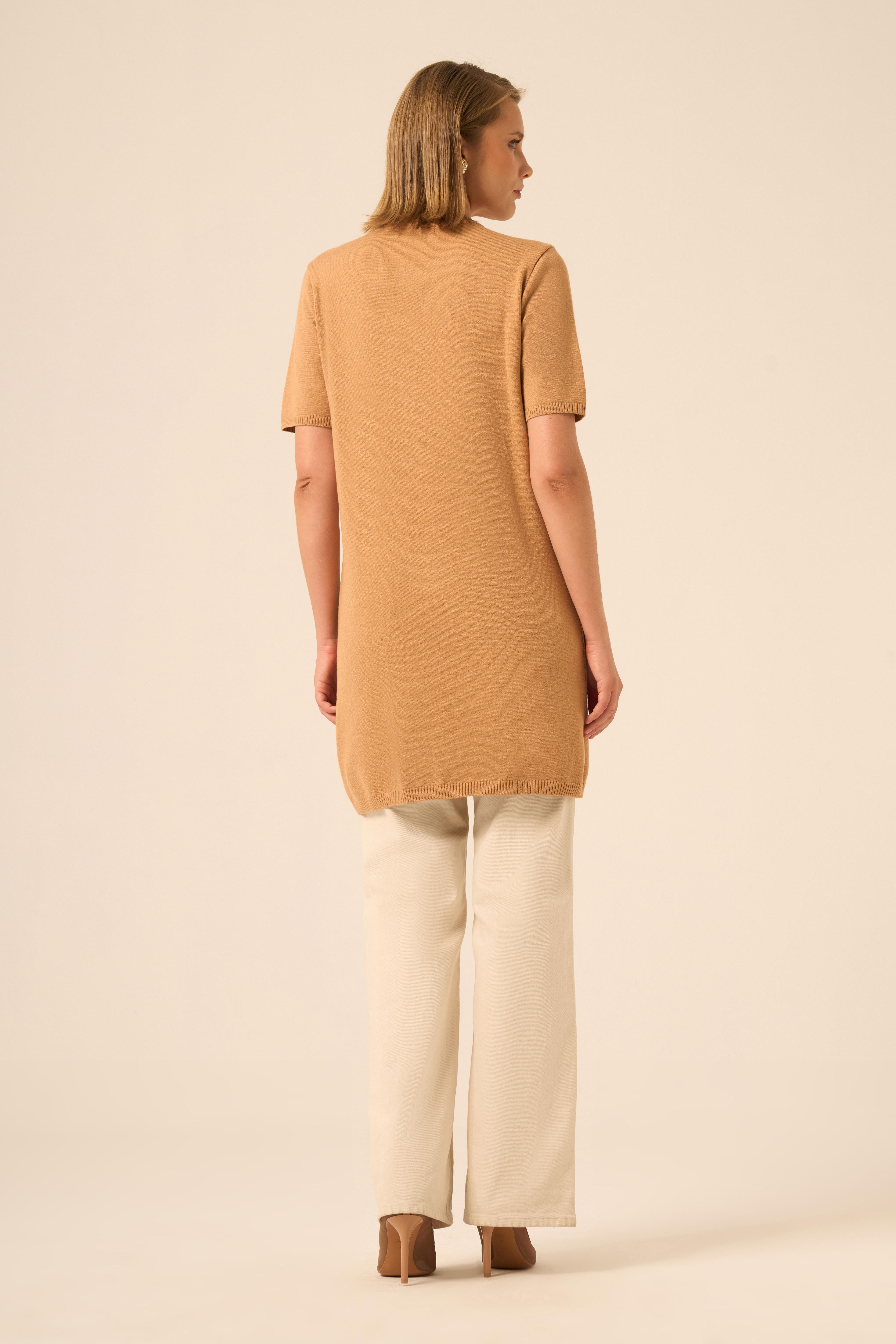 FTZ Women Kadın Taş Detaylı Tunik  Bisküvi 20839