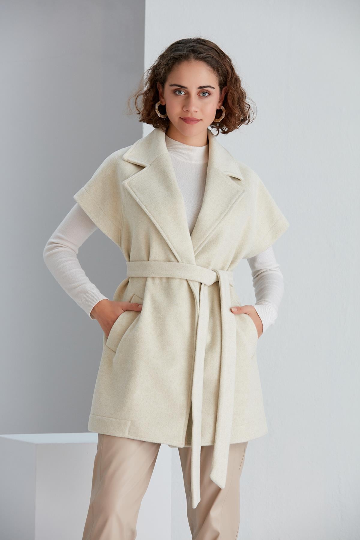 FTZ Women Ftz Women Kadın Kaşe Yelek  Beige 21-9152