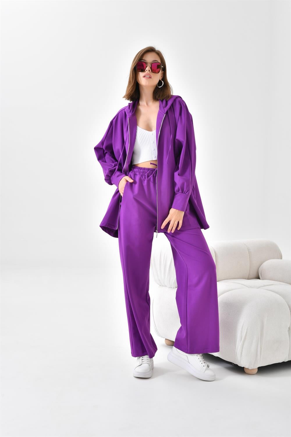 FTZ Women Kadın İki İp Pantolonlu Takım  Mor 10004