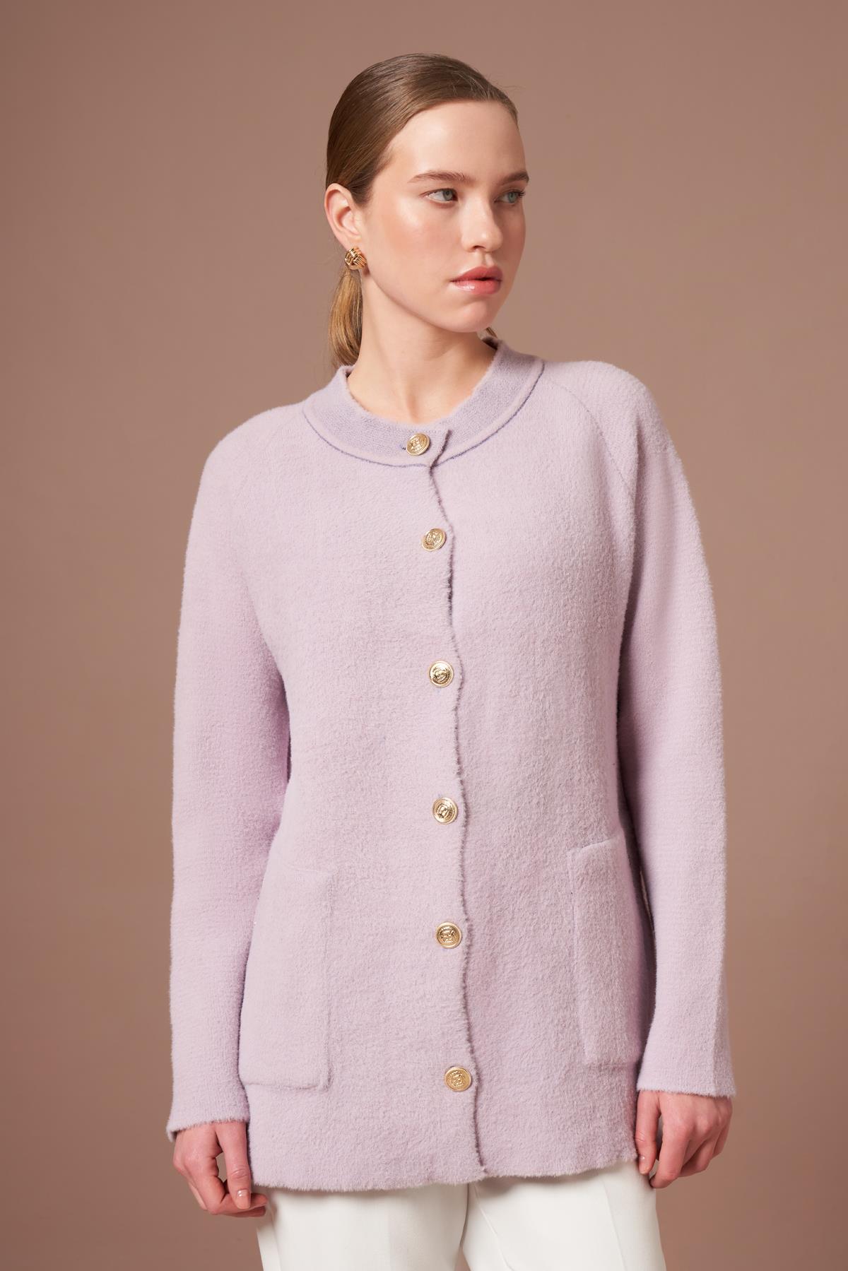 FTZ Women Kadın Angora Hırka  Lila 25259