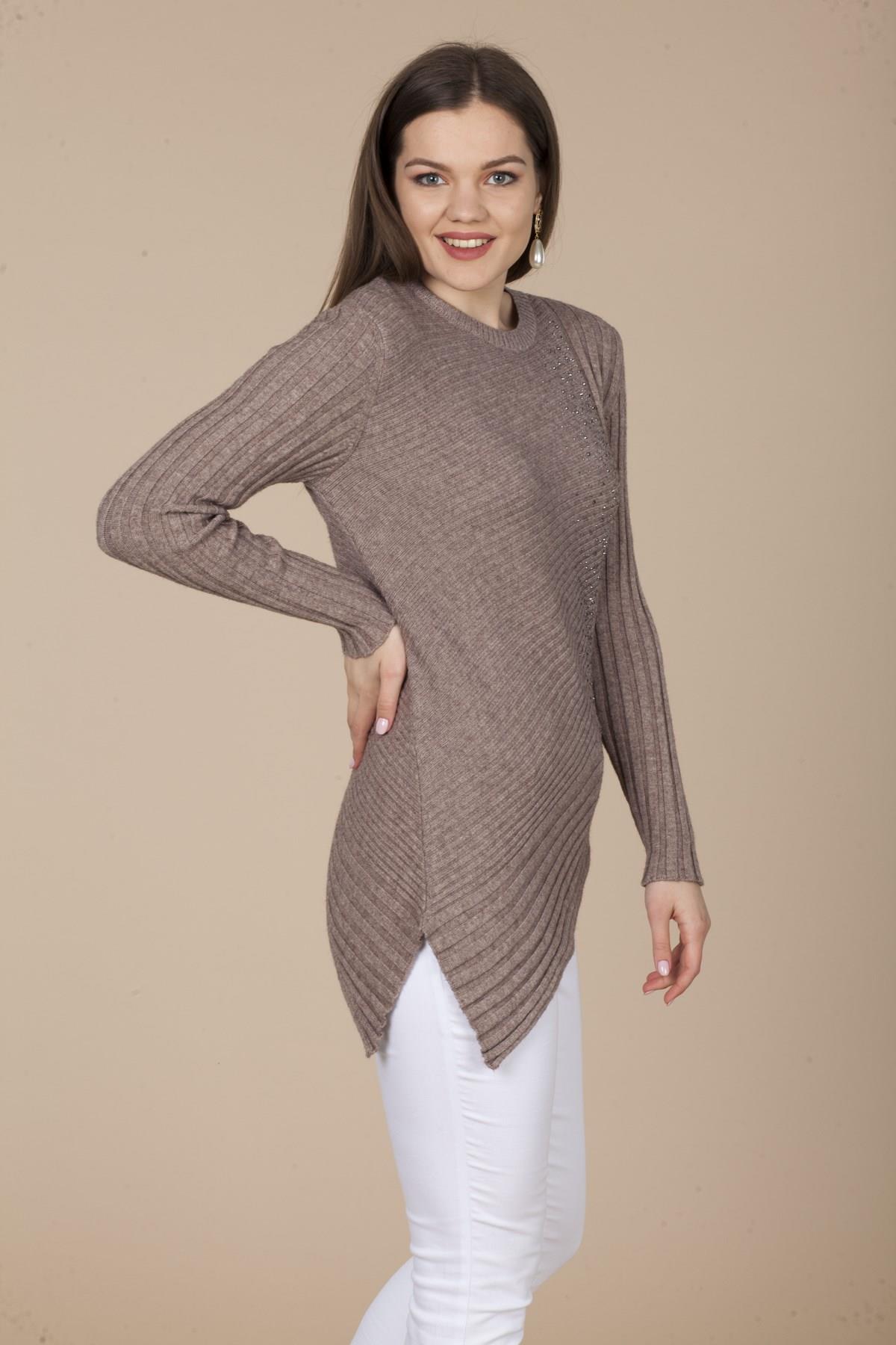 FTZ Women Kadın Asimetrik Kesim Triko  Beige 20-584
