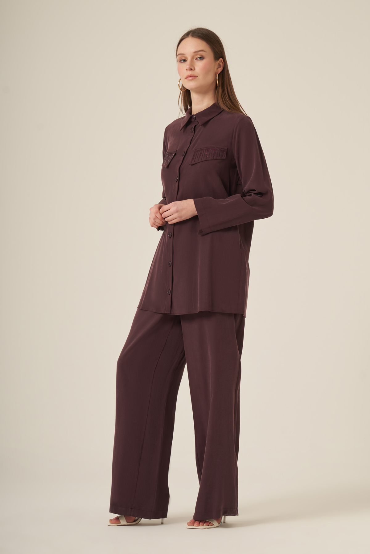 FTZ Women Kadın Benetti Taşli Takım  Mürdüm 31287