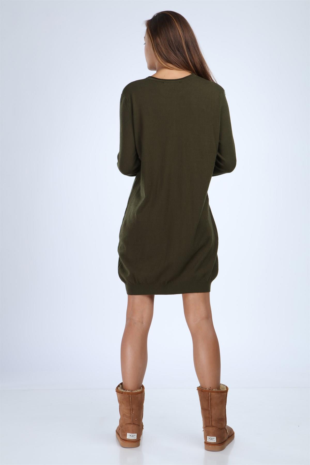 FTZ Women Kadın Cep Detaylı Tunik  Haki 20-470