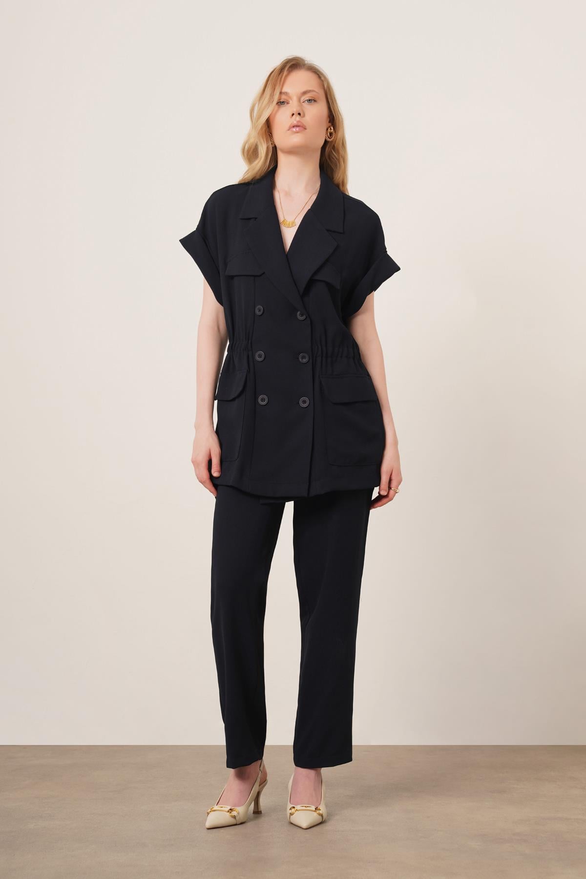 FTZ Women Kadın Crep Pantolonlu Takım  Lacivert 31173