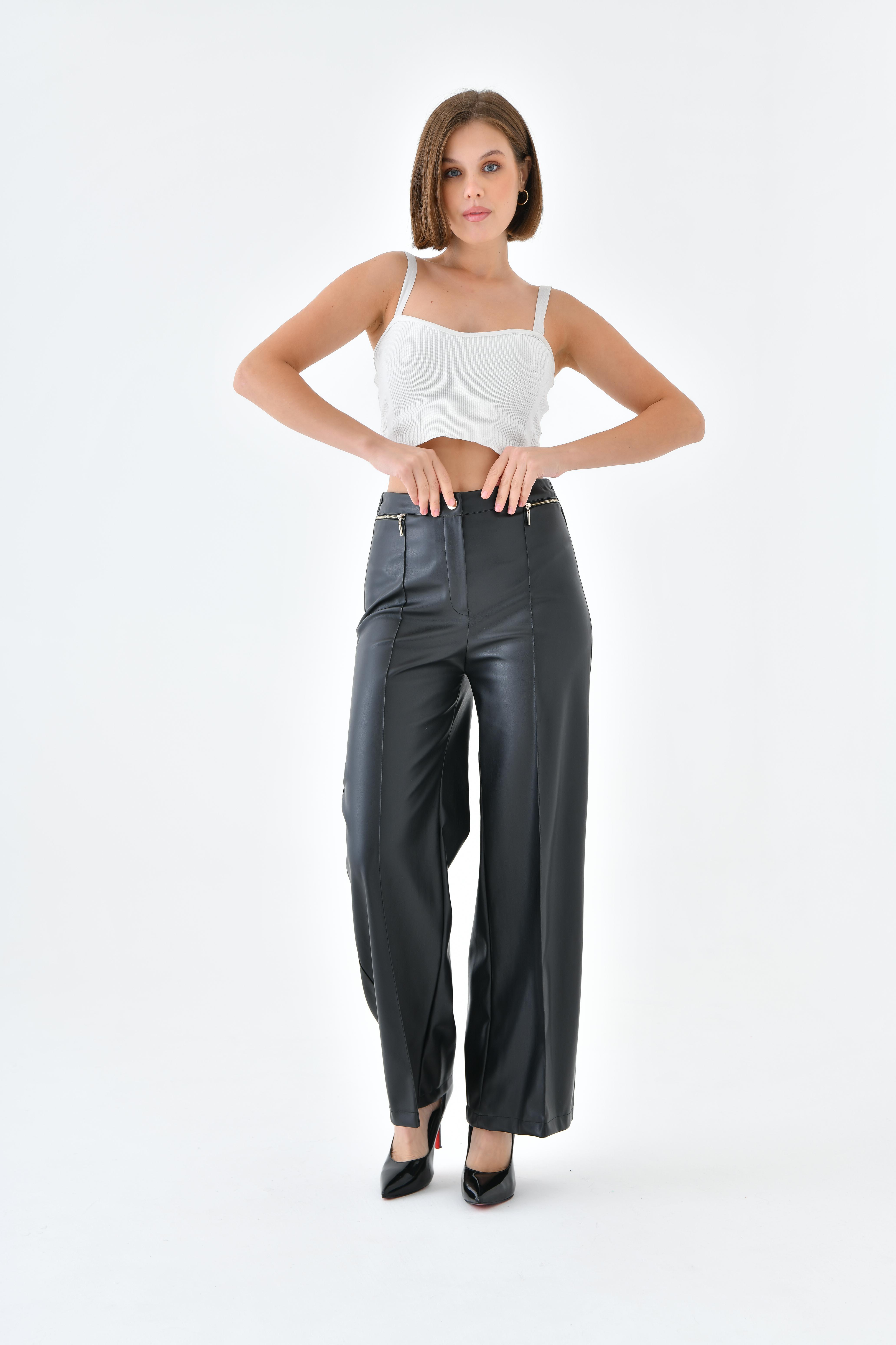FTZ Women Kadın Deri Pantolon  Siyah 30634