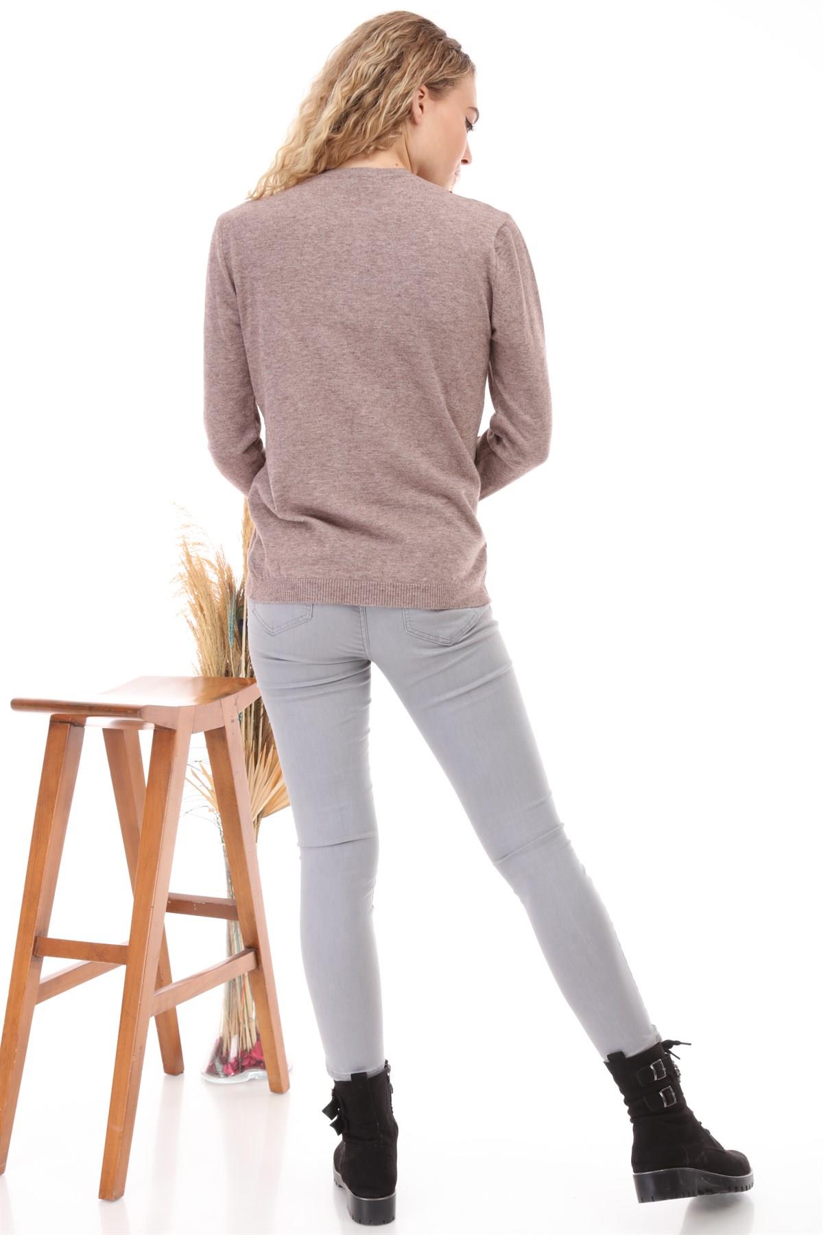 FTZ Women Kadın Düğme Detaylı Triko  Beige 21-1100